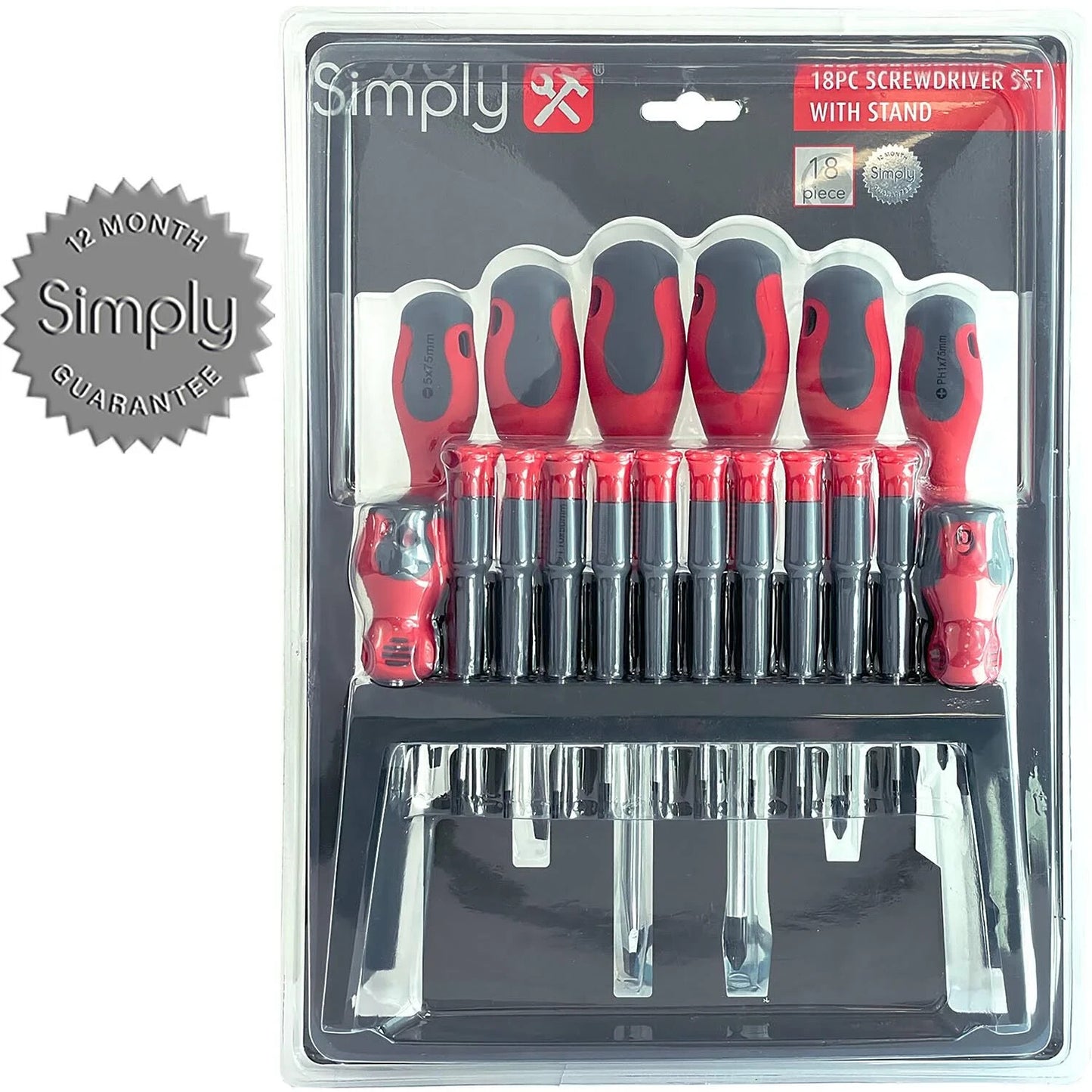 Simply Tools 18 Piece CV Screwdriver Set With Stand Magnetised Tips TSET6
