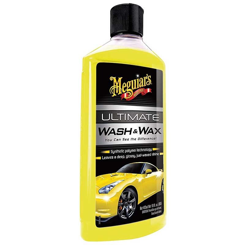 Meguiars Ultimate Wash & Wax Shampoo Removes Dirt Deep Glossy Waxed Shine 473ml