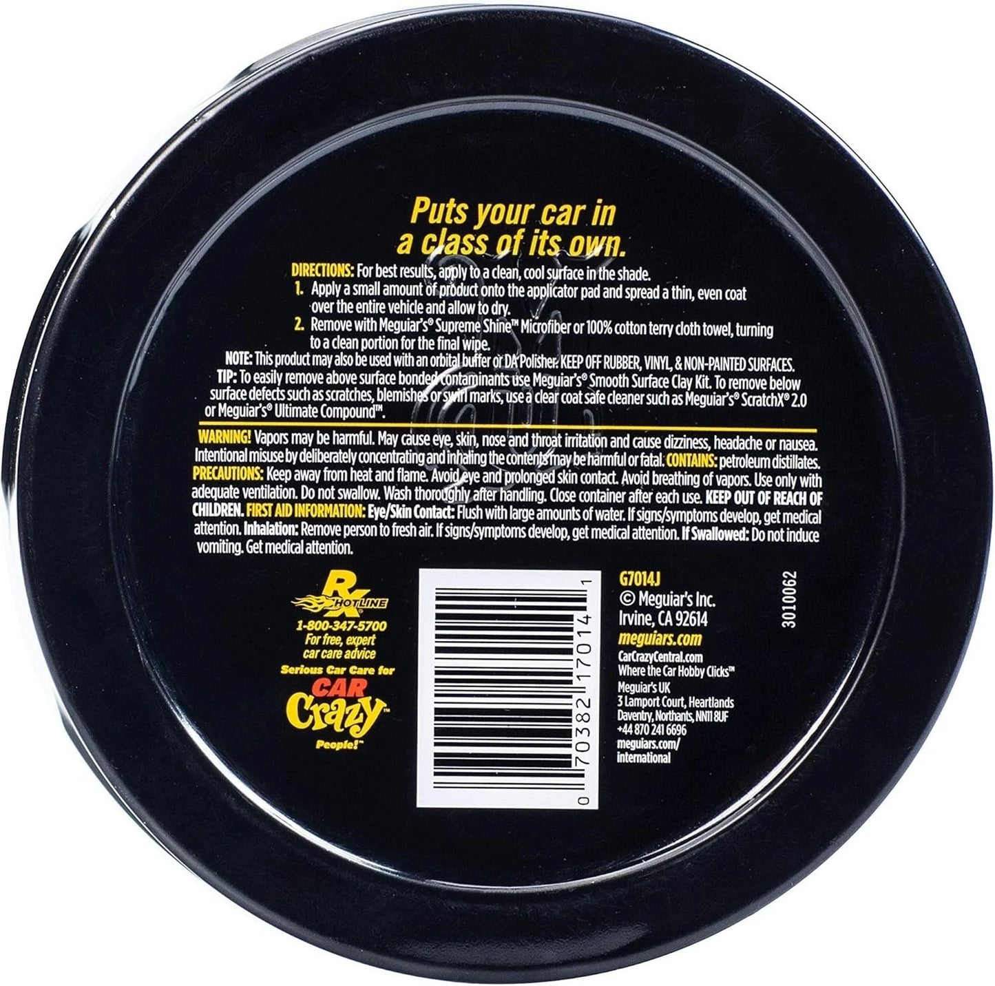 Meguiar's Gold Class Carnauba Plus Premium Paste Wax and Polisihing Pad- 311g