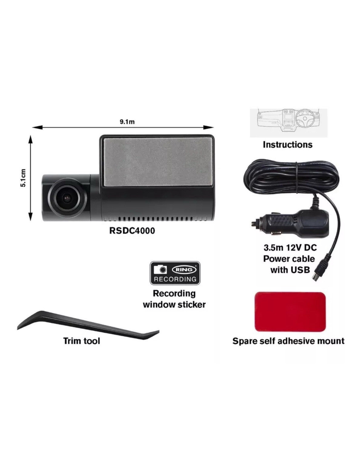 Smart Dash Camera with App + WiFi Enabled HD 1440p Res With GPS - RSDC4000
