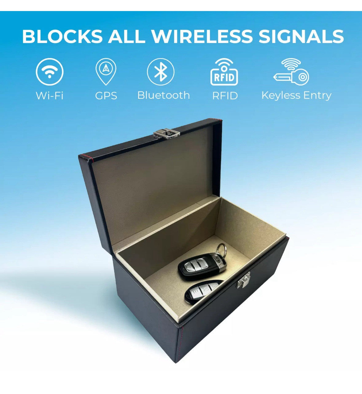 Simply large Faraday Box Signal Blocker Anti-Theft PU Leather 22x13x11cm