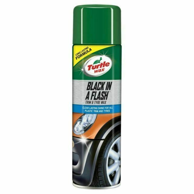 Turtle Wax Black in a Flash Trim & Tyre Wax 500ml, Tyre Shine, Back to Black