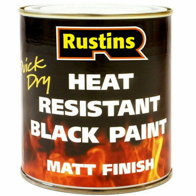 Rustins Heat Resisttant Paint - Black Matt, 250ml 408938