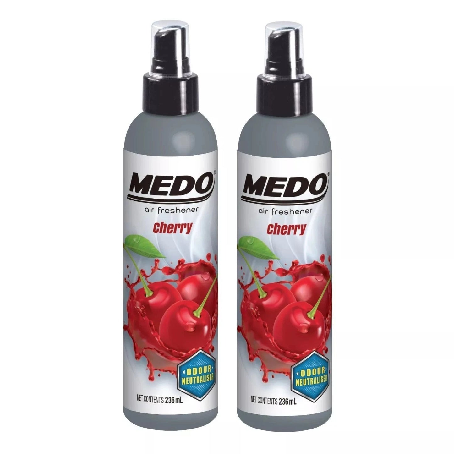 2 x Medo Pump Spray Odour Neutraliser Car Air Freshener Scent- Cherry