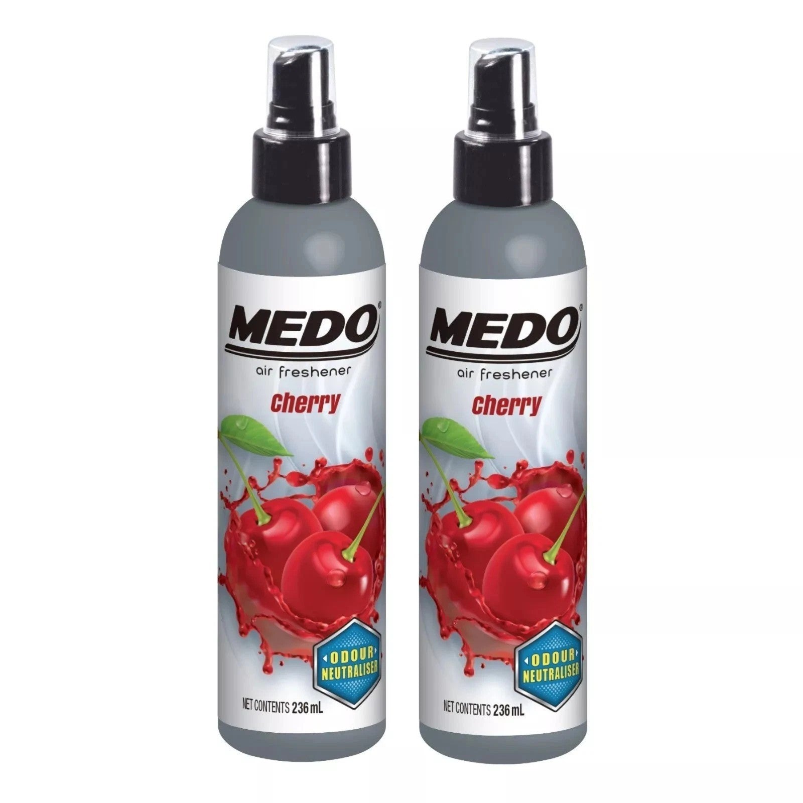 2 x Medo Pump Spray Odour Neutraliser Car Air Freshener Scent- Cherry
