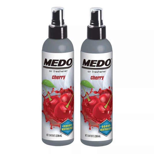 2 x Medo Pump Spray Odour Neutraliser Car Air Freshener Scent- Cherry