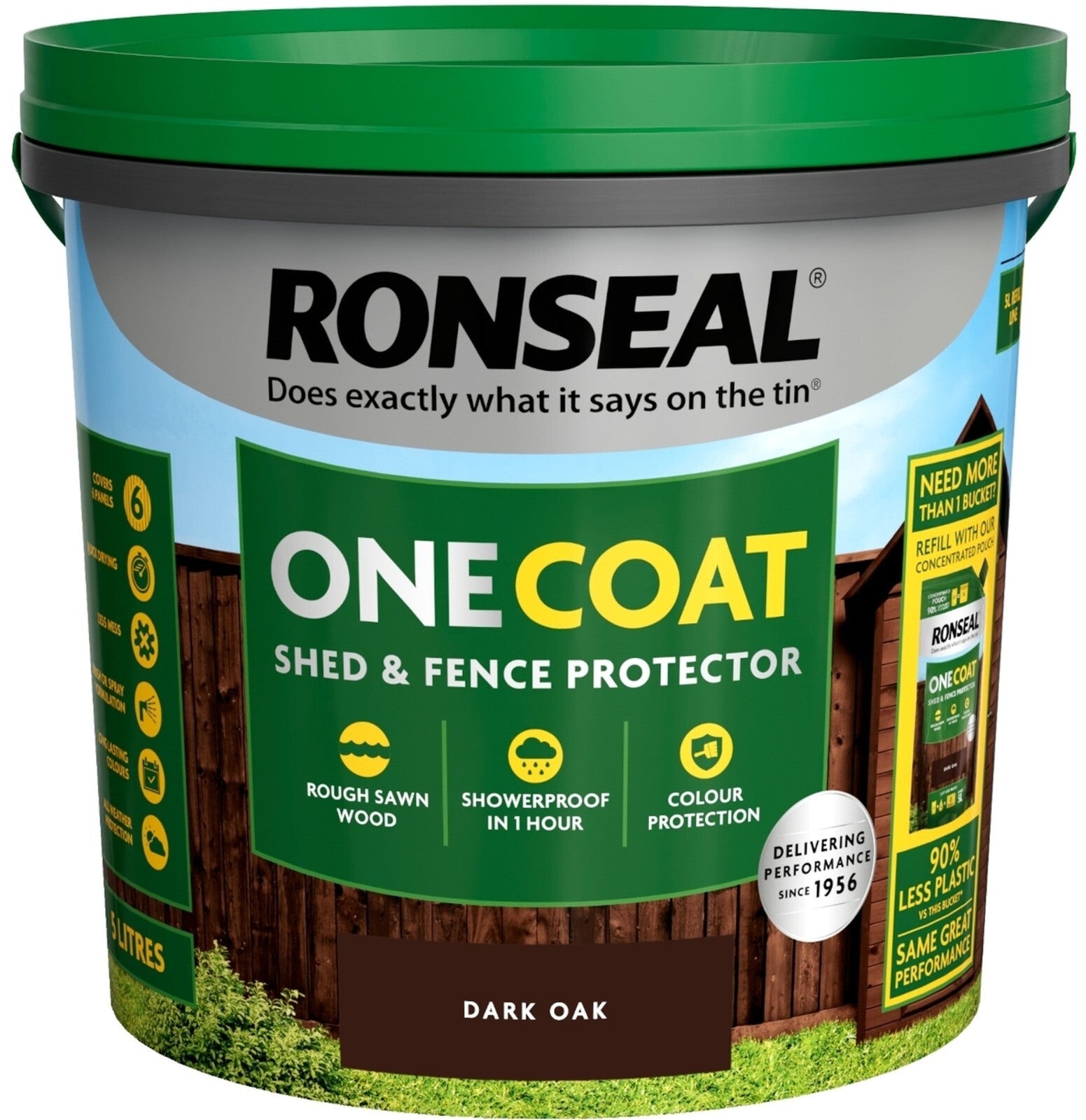 Ronseal 5L One Coat Life Quick Dry Garden Shed Fence Wood Paint Stain Protector