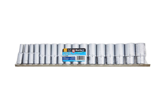 Deep Socket Set on Socket Rail 17pc 3/8" Drive Metric 8-24mm 12 Point 01560