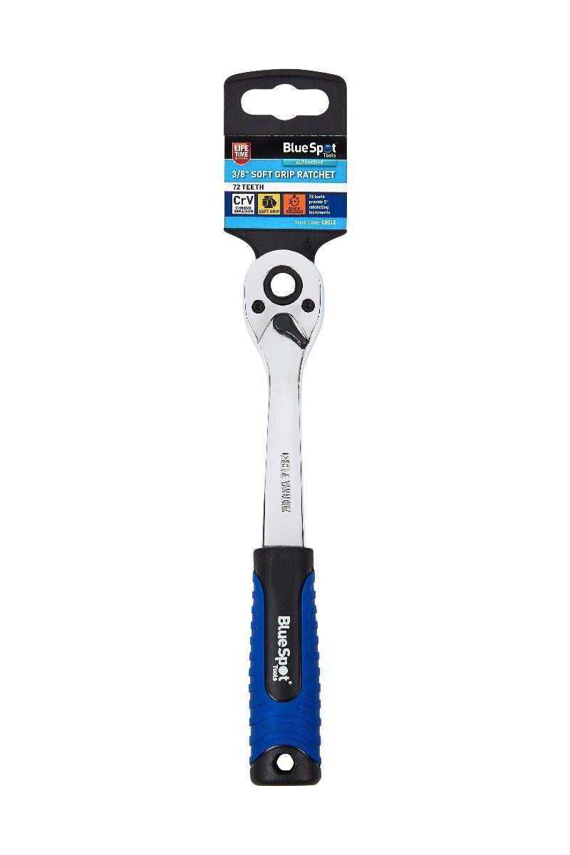 BlueSpot 3/8" Socket Ratchet Soft Grip Handle Quick Release 72 Teeth Drive