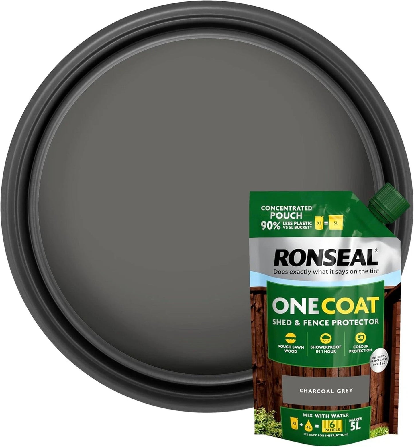 Ronseal Shed & Fence Paint Charcoal Grey One Coat Concentrate Refill Pouch 950ml