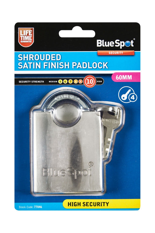 High Security Shrouded Closed Shackle Padlock Steel Chain Lock 4 Keys 77046