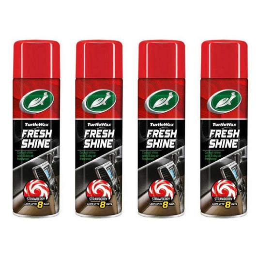 4x Turtle Wax Fresh Shine Interior Car Cleaner & Air Freshener Strawberry 500ml