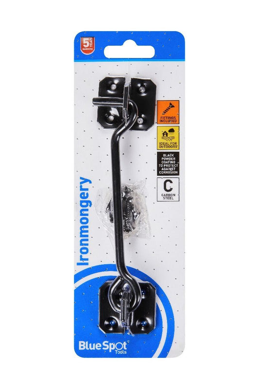 Blue Spot Tools Ironmongery 152mm Black Powder Coated Cabin Hook bsp78041