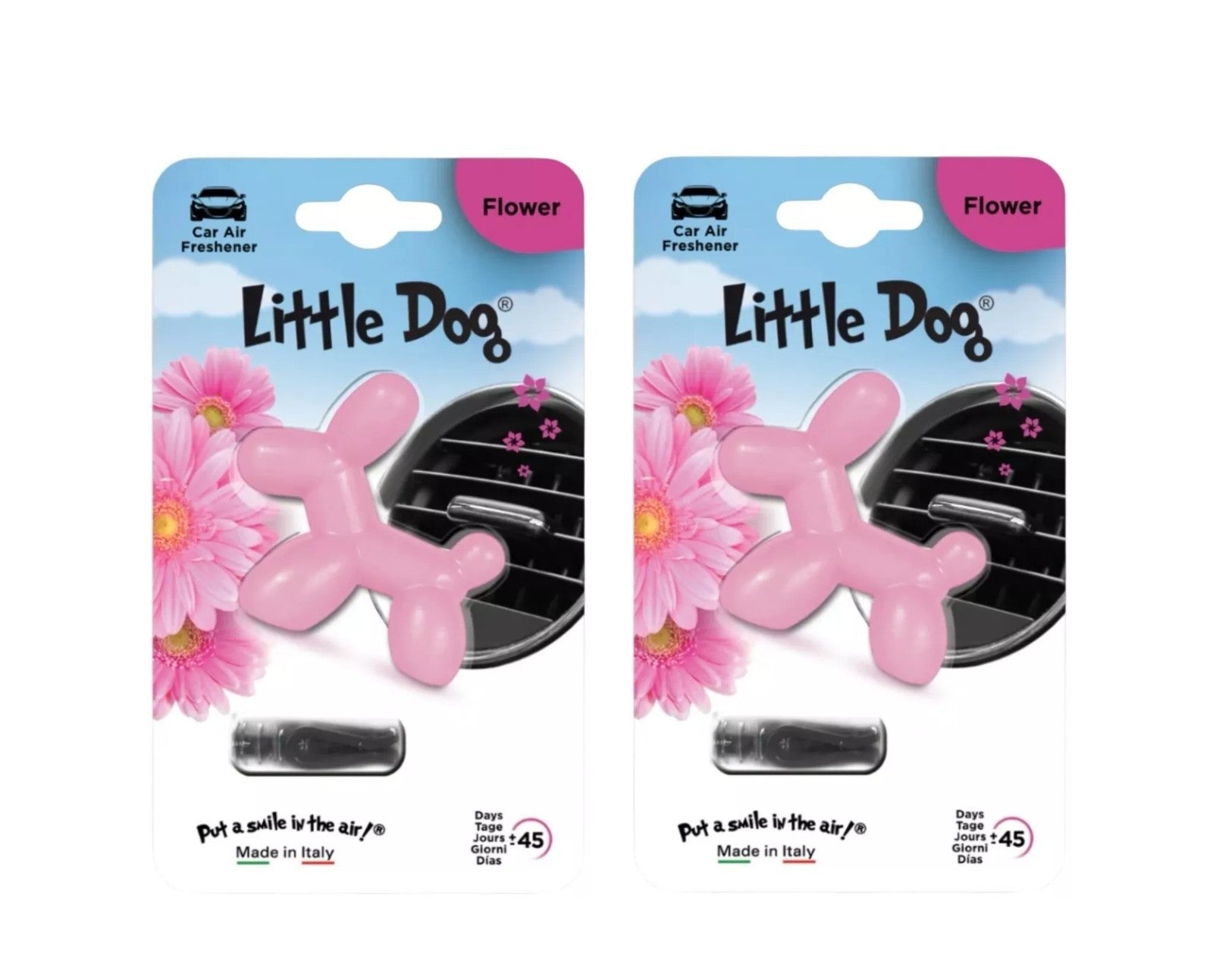 2x Little Joe - Little Dog Car Vent Air Freshener Flower