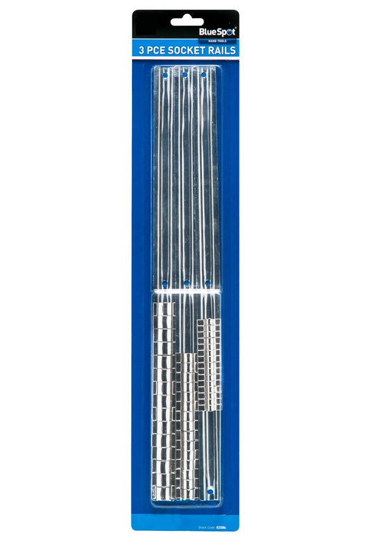 3pc Socket Rail Set Retaining Storage Holder 1/4" 1/2" 3/8" Sockets 02086