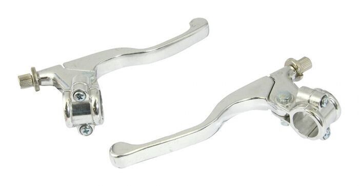 Bike It Universal Motorcycle Lever Assembly Long Chrome (No Mirror Boss) Pair