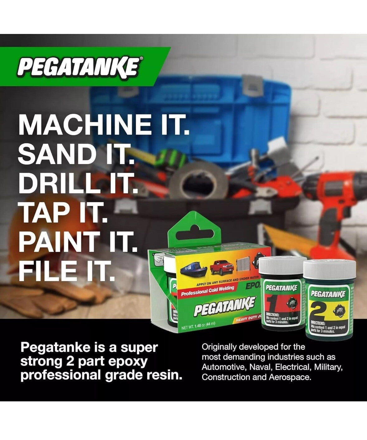 Pegatanke BLACK Professional Cold Weld 2 Part Super Strong Epoxy Resin PEG01
