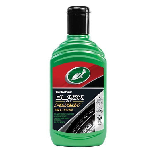 Turtle Wax Black In A Flash 300ml, trim & Tyre Wax, Lasting Shine f