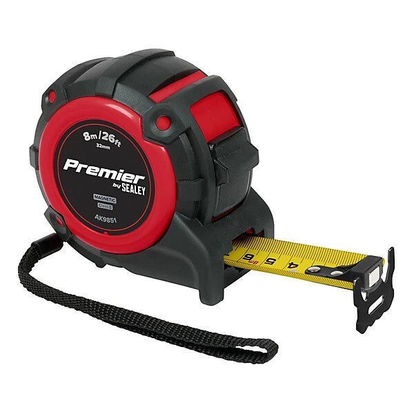 Sealey Premier Metric/Imperial Tape Measure Extra-Wide Blade 8m(26ft) x 32mm