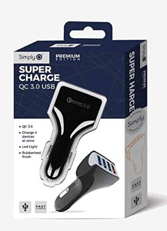 Simply Super Charge QC 3.0 USB 4x USB Ports Car Charger SUSB4