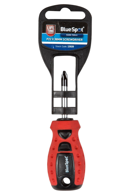 Bluespot PZ 2 x 38mm Stubby Screwdriver Pozidriv Comfort Handle Magnetic 13020