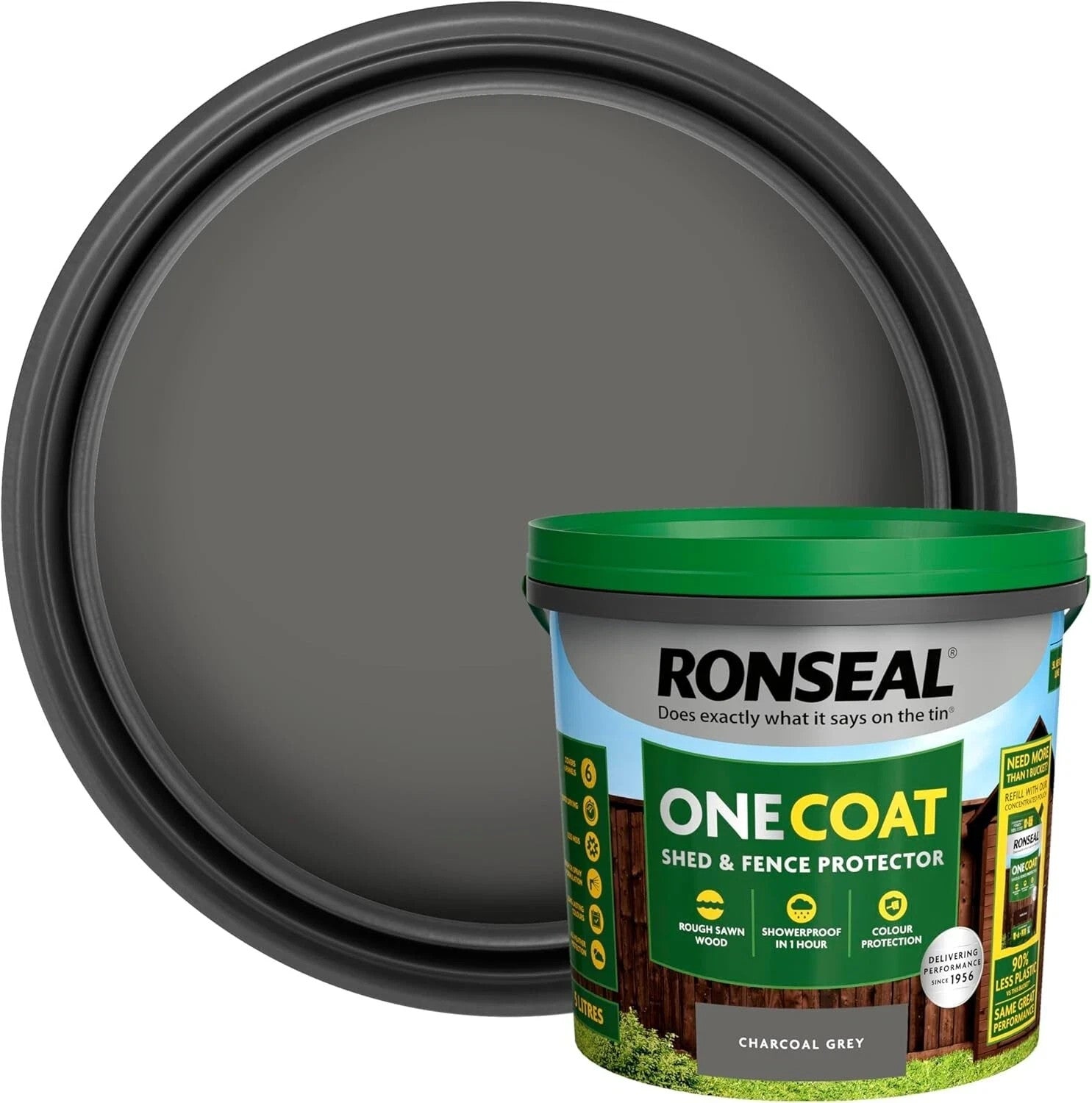 Ronseal 5L One Coat Charcoal  Grey Quick Dry Garden  Fence Wood Paint Stain