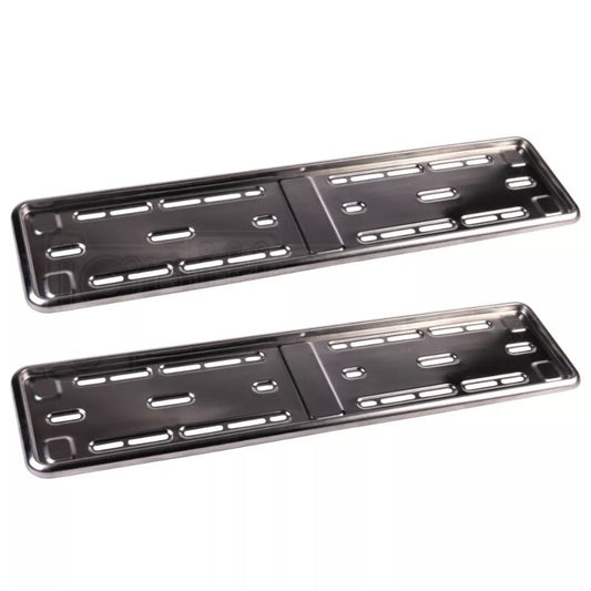 2x E-tech Stainless Steel Car Registration Number Plate Holder Surround Frame