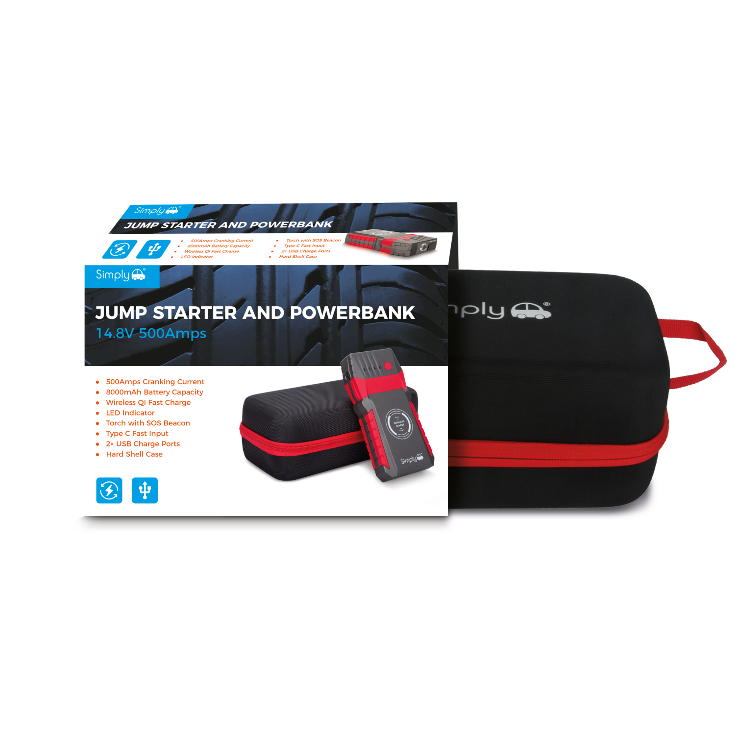 8000mah Car Battery Charger Jump Starter Portable Power Bank 500amps JS002