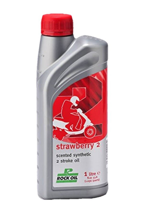 Rock Oil strawberry 2 scented synthetic 2 Stroke Oil- 1L Sinnis lexmoto pulse