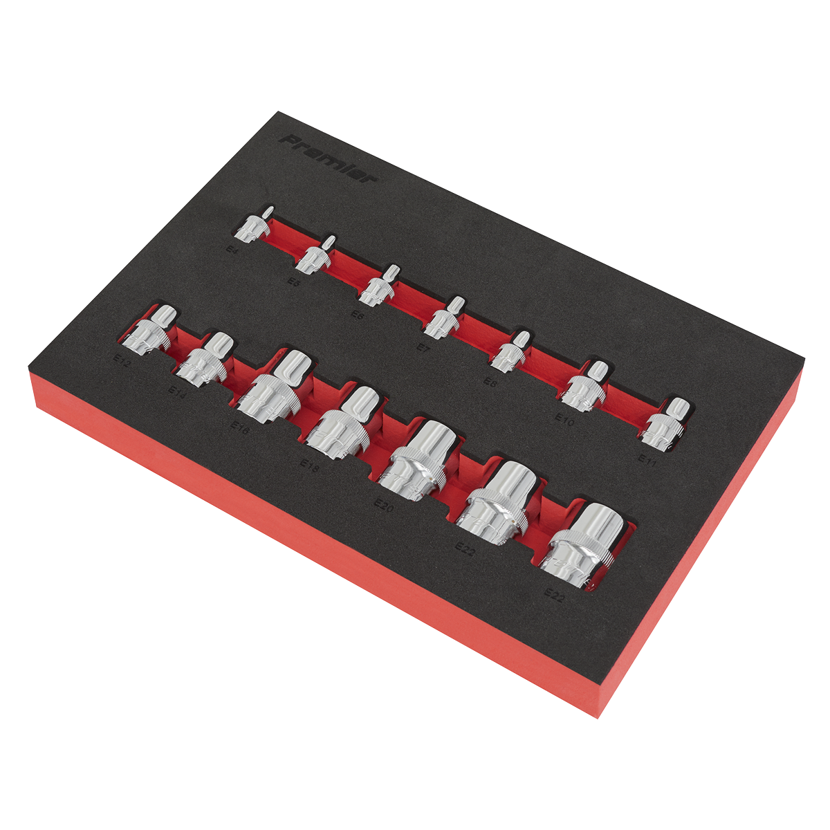Sealey Trx-Star Socket Set EVA Tray 1/4" 3/8" 1/2" Drive Torx 14pc Premier