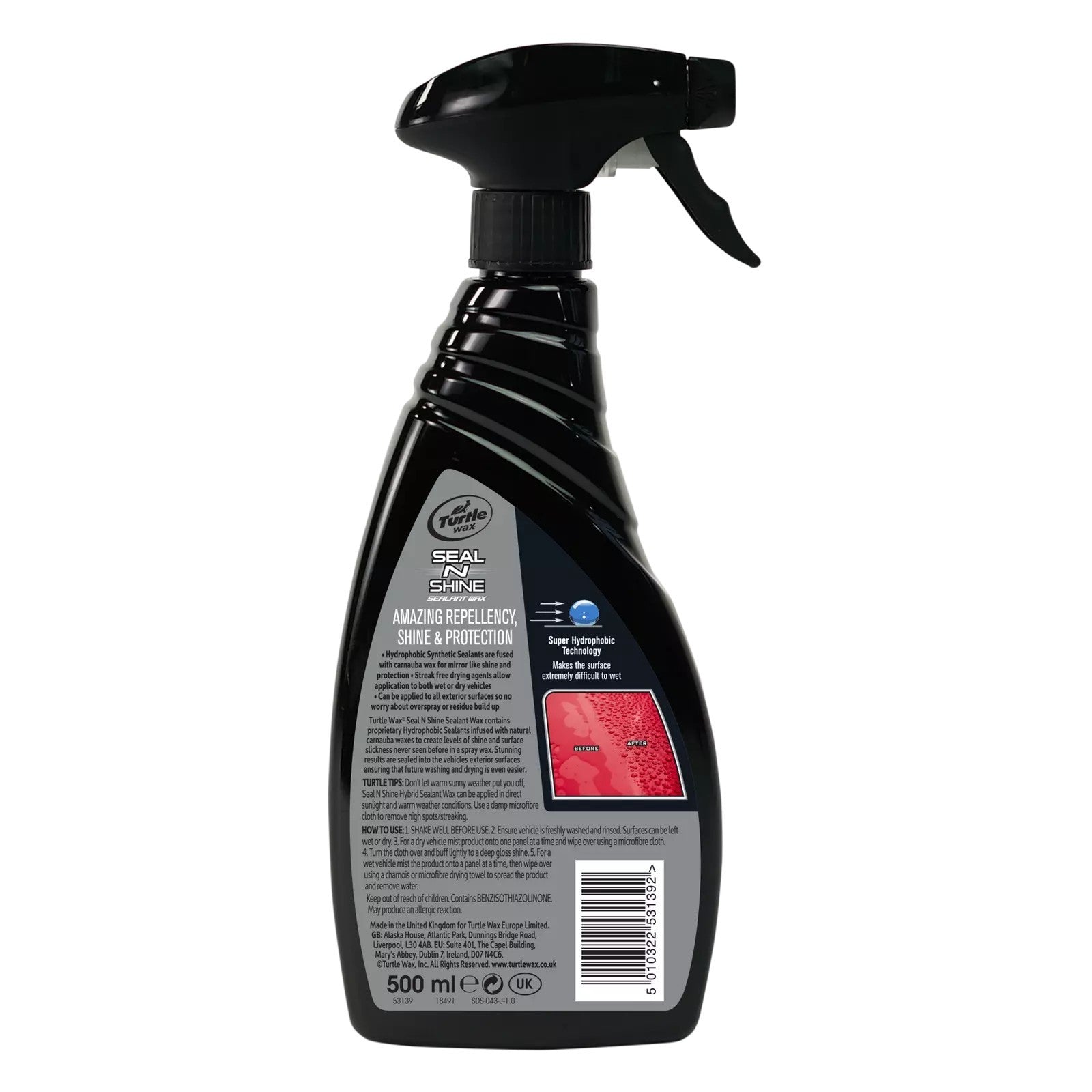 Turtle Wax 53139 Hybrid Sealant Car Wax Spray Cleans Shines & Protects 500Ml