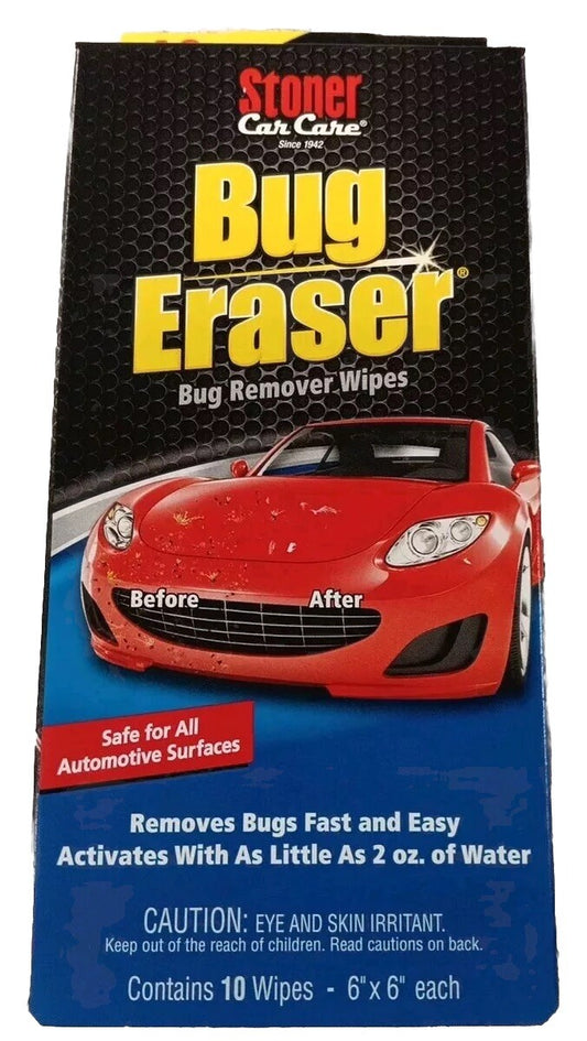 Stoner Car Care Bug Eraser Remover Wipes 10pcs Removes Bird Droppings C08115