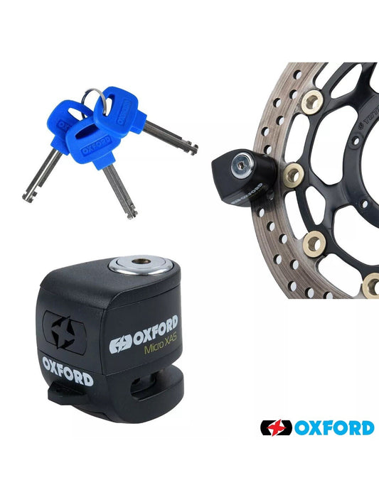 Oxford Micro XA5 Motorcycle Scooter High Security Alarm Disc Lock Black/Black