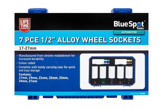 BlueSpot 7pc Alloy Wheel Nut Impact Socket Set 1/2" Drive 01568
