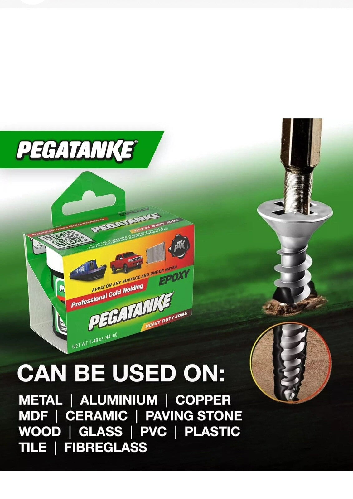 Pegatanke BLACK Professional Cold Weld 2 Part Super Strong Epoxy Resin PEG01