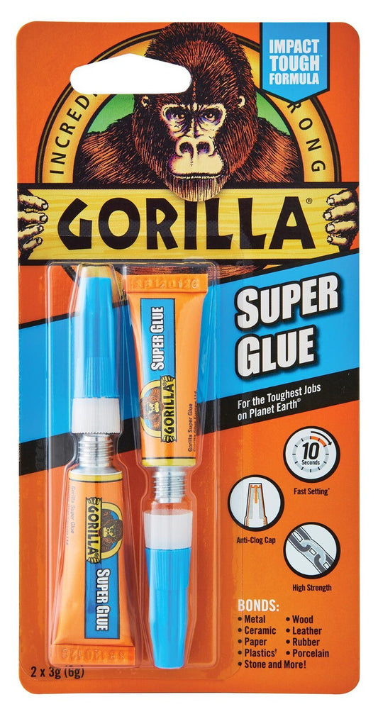 Gorilla Super Glue Tube, 3g - 2 Pack