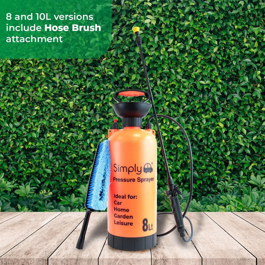 8L Portable Pressure Washer Sprayer with Brush for Vehicles Garden Decking Home