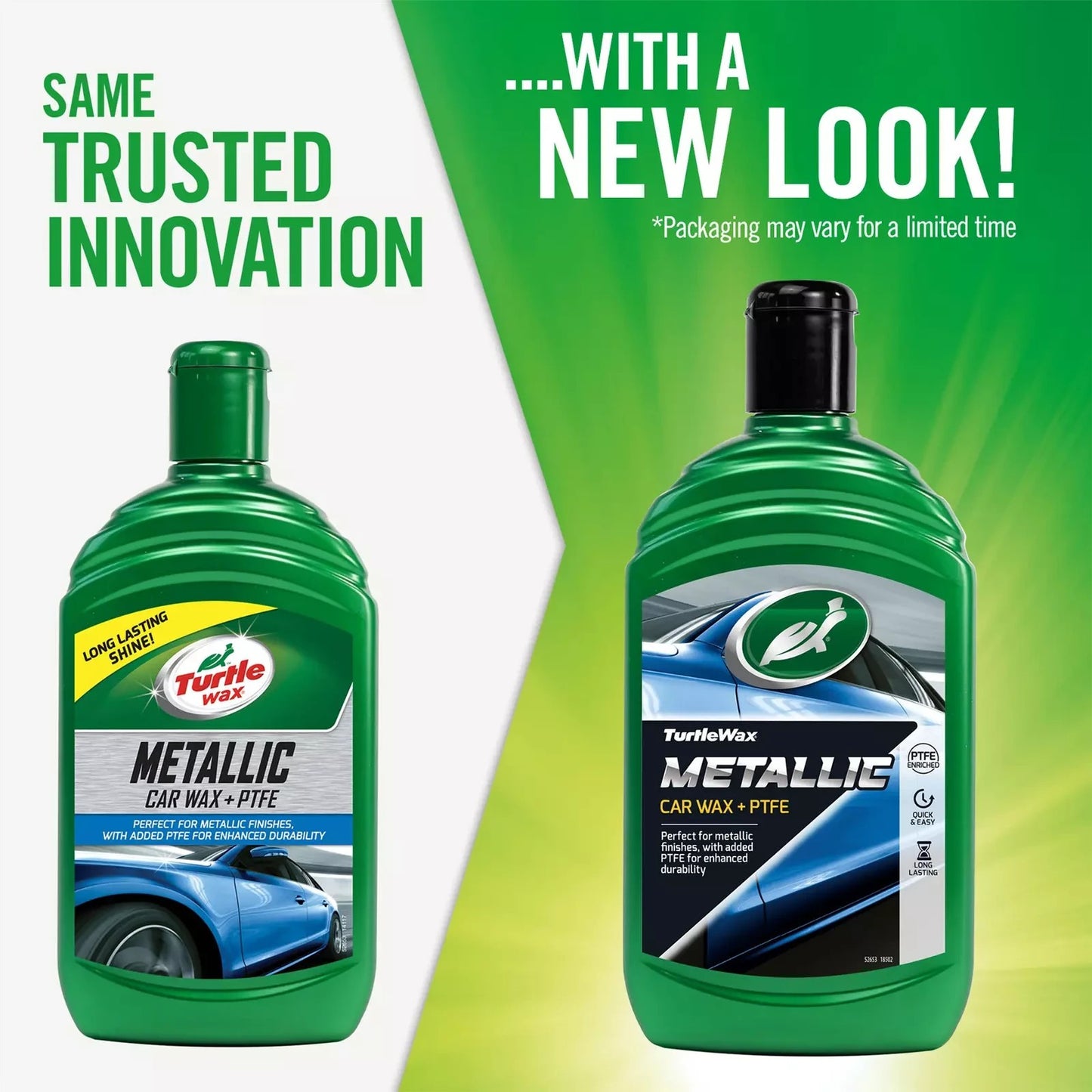 Turtle Wax Metallic Paint Car Wax PTFE Liquid Fine Polish High Gloss Finsh 500ml
