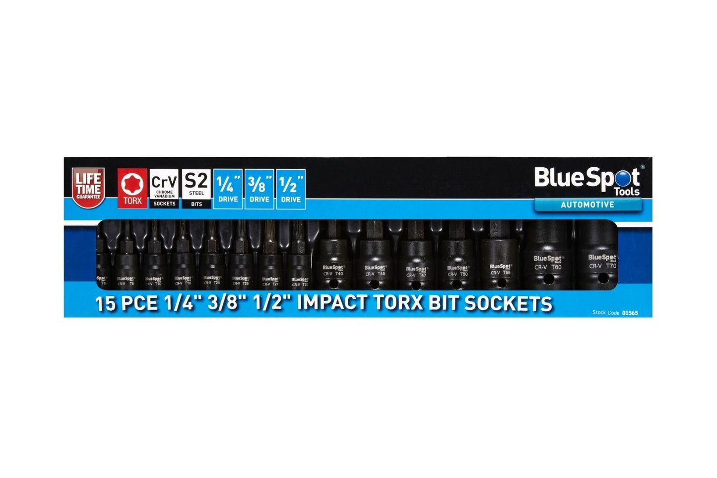 BlueSpot  Impact Key Torx 1/4" 3/8" 1/2" Drive Bit Socket Set Bits 01565