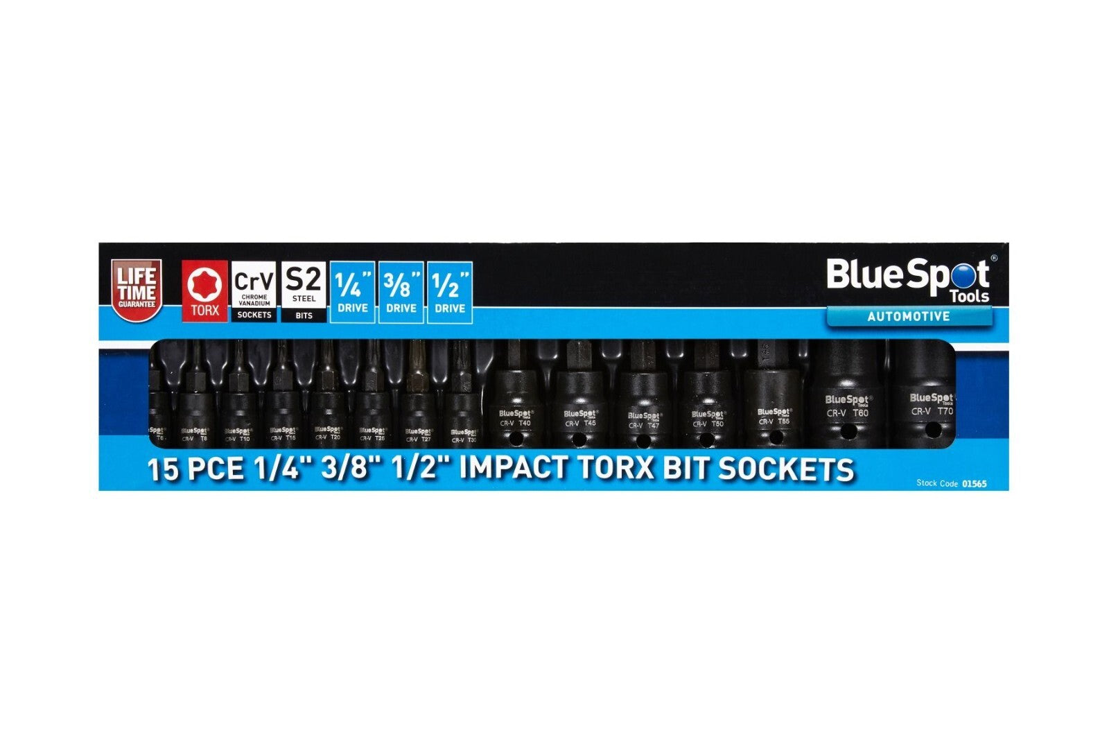 BlueSpot  Impact Key Torx 1/4" 3/8" 1/2" Drive Bit Socket Set Bits 01565