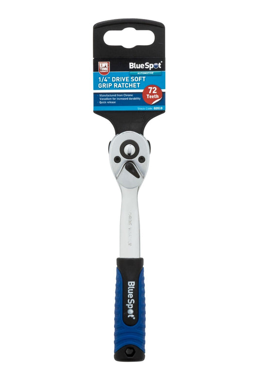 Socket Ratchet Soft Grip Handle Quick Release 72 Teeth 1/4" Drive 02010