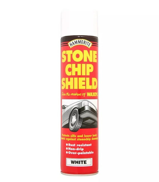 Hammerite Stone Chip Shield Moisture Rust Protection Spray Paint White 600ml