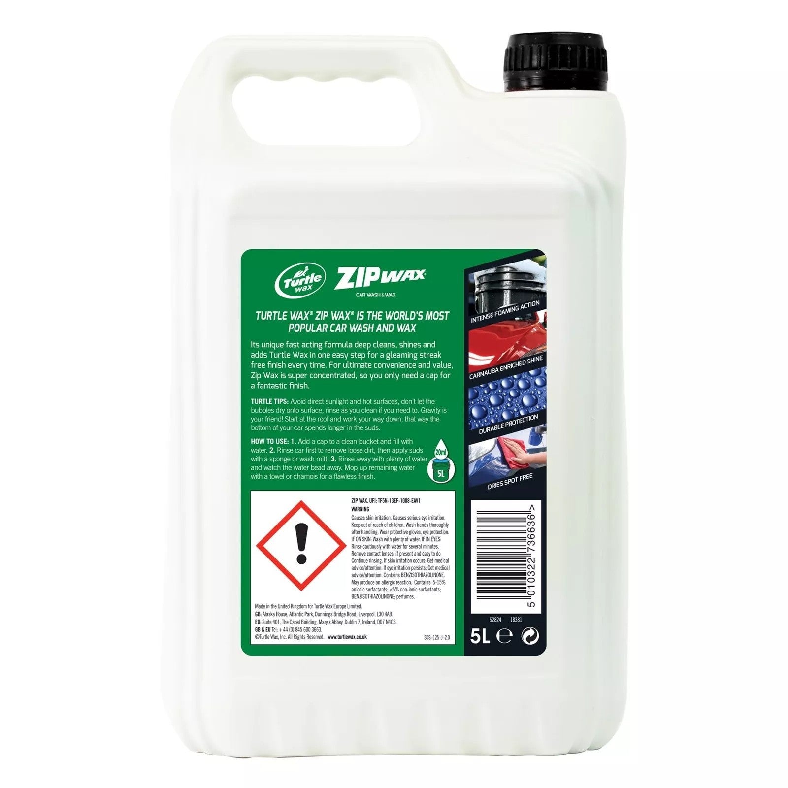 Turtle Wax Zip Super Concentrated Car Wash Shampoo & Wax Cleaning 2.5 Litre
