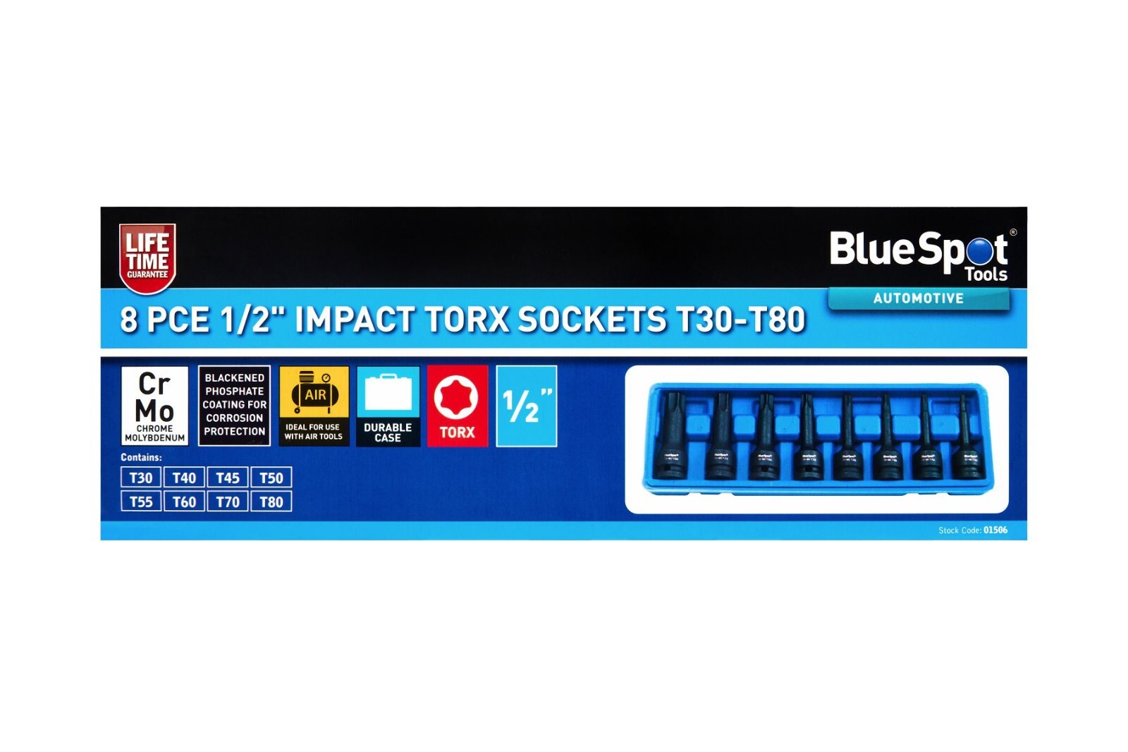 Torx Bit Socket Set T45 - T70 1/2" Drive Male Star Sockets 5pc 01505