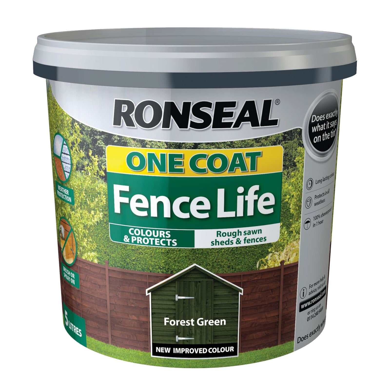 Ronseal One Coat Shed & Fence Protection Forest Green 5 litre 366362
