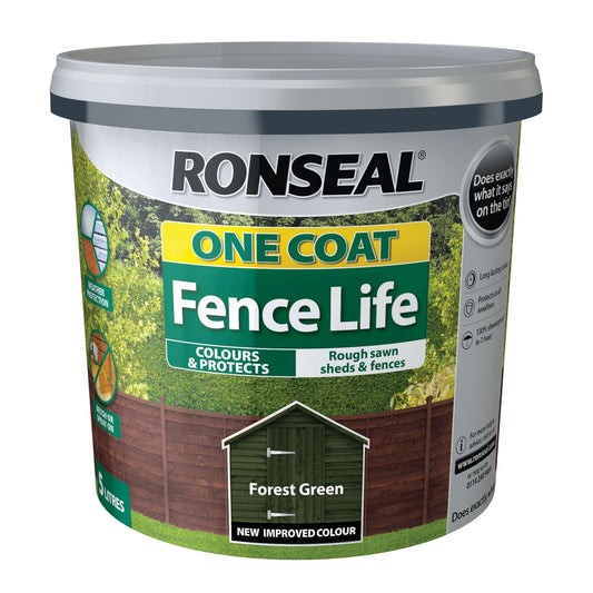Ronseal One Coat Shed & Fence Protection Forest Green 5 litre 366362