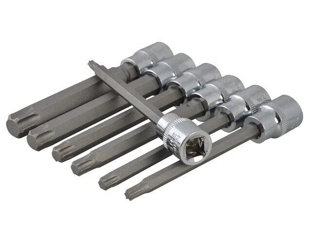 7PC 3/8" DR EXTRA LONG TORX STAR BIT CRV SOCKET SET + CASE --LIFETIME WARRANTY
