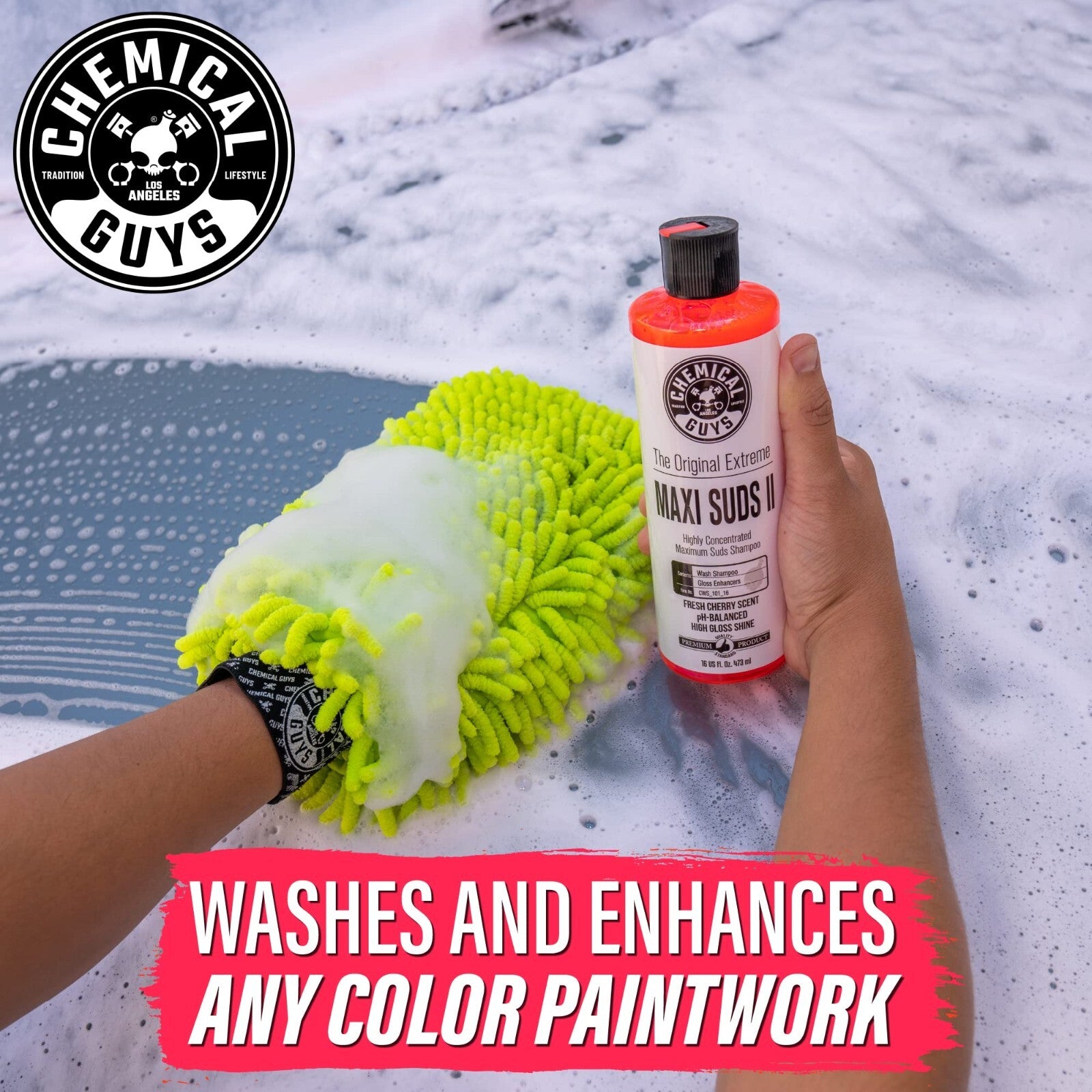 Chemical Guys Maxi Suds II Super Suds Car Shampoo Cherry Scent 16oz