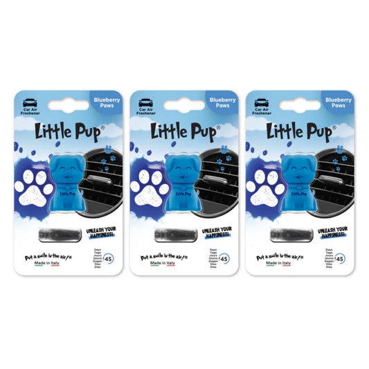 3x Little Pup Scents 3D Gel Vent Clip Car Air Freshener Freshner - Blueberry Paw