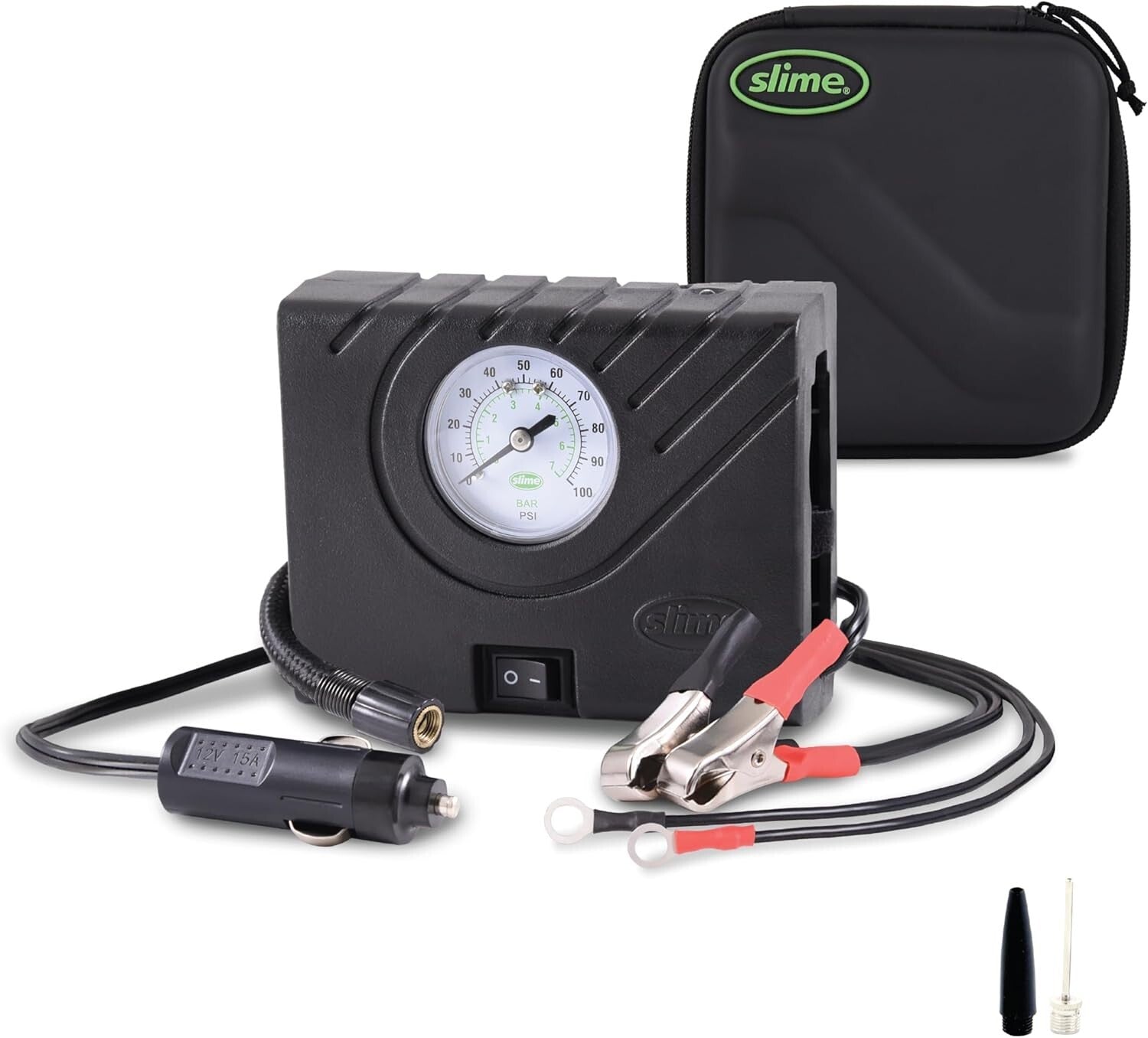 Slime Tyre Inflator Pump Sport Power, Travel Size & Case, LED Light